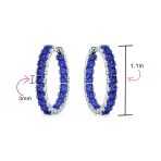Fancy Cocktail Cubic Zirconia Princess Cut CZ Inside Out Hoop Earrings 1.25 Inch Silver Plated - Image 15