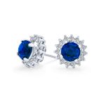 CZ Halo Earring Jackets Enhancer for Studs Gold Plated Sterling Silver - Image 6