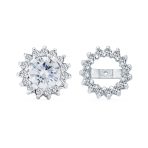 CZ Halo Earring Jackets Enhancer for Studs Gold Plated Sterling Silver