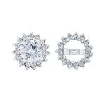CZ Halo Earring Jackets Enhancer for Studs Gold Plated Sterling Silver