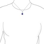 5CT Solitaire Teardrop Halo Sapphire Blue CZ Pendant Necklace Silver Plated - Image 11