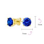 1-2 CT Round CZ Stud Earrings in Pink Red Blue Brown Green Gold Plated Silver - Image 14
