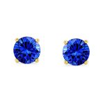 Set of 2 Black Round Solitaire CZ Stud Earrings Gold Plated Sterling Silver 10MM - Image 16