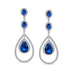 Cocktail Cubic Zirconia Double Halo Large Purple Amethyst Teardrop CZ Chandelier Earrings - Image 8