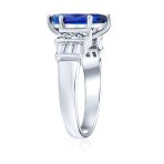 Art Deco 3CT Halo Blue Marquee Oval Solitaire CZ Engagement Ring Sterling Silver - Image 3
