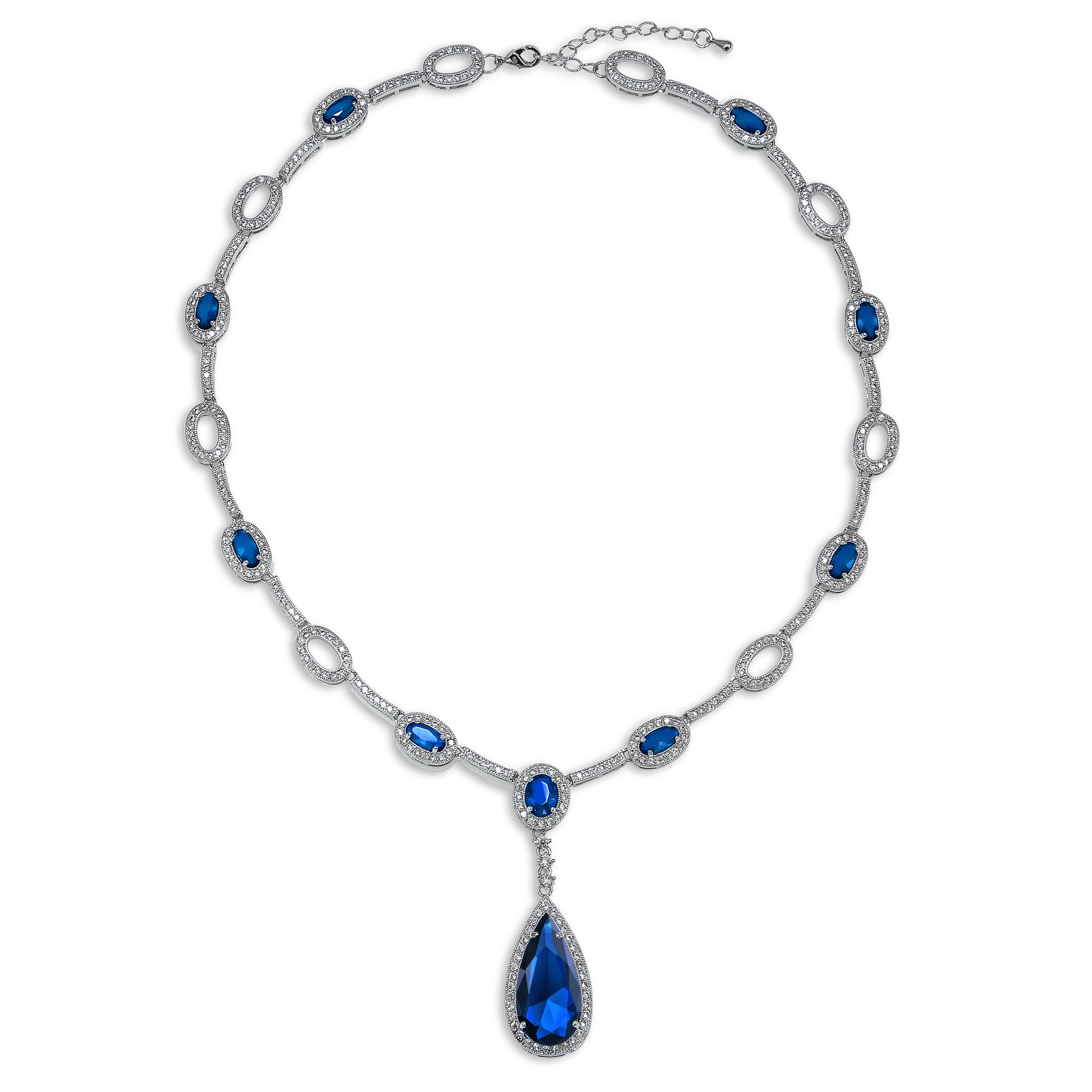 sapphire-oval-necklace-teardrop-pear_my-bmn-80181-hl-az_11 Oval Fashion Collar Necklace with Blue or Green Simulated Gemstone Teardrop - Image 1