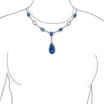 Oval Fashion Collar Necklace with Blue or Green Simulated Gemstone Teardrop - Image 5