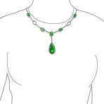 Oval Fashion Collar Necklace with Blue or Green Simulated Gemstone Teardrop - Image 6