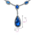 Oval Fashion Collar Necklace with Blue or Green Simulated Gemstone Teardrop - Image 7