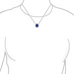 Classic Vintage Style Pendant Necklace with Navy Blue CZ and Silver Plated Brass - Image 2