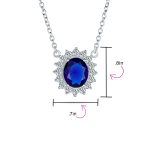 Classic Vintage Style Pendant Necklace with Navy Blue CZ and Silver Plated Brass - Image 3