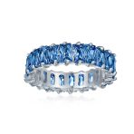 Art Deco Style CZ Cubic Zirconia Baguette Eternity Band Ring Sterling Silver - Image 13
