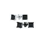 Set of 2 Multi Color Square CZ Stud Earrings Silver Black Plated Screw Back - Image 2