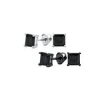 Set of 2 Multi Color Square CZ Stud Earrings Silver Black Plated Screw Back - Image 3