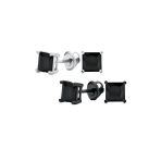 Set of 2 Multi Color Square CZ Stud Earrings Silver Black Plated Screw Back - Image 4