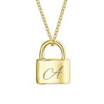 Functional Lock Pendant Charm Lovers Padlock Necklace Gold Plated Silver 16 Inch - Image 29