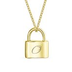 Functional Lock Pendant Charm Lovers Padlock Necklace Gold Plated Silver 16 Inch - Image 39