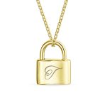 Functional Lock Pendant Charm Lovers Padlock Necklace Gold Plated Silver 16 Inch - Image 44