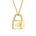 Functional Lock Pendant Charm Lovers Padlock Necklace Gold Plated Silver 16 Inch - Image 45