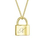 Functional Lock Pendant Charm Lovers Padlock Necklace Gold Plated Silver 16 Inch - Image 47