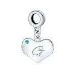 Initial Alphabet Bead Charm Aqua Blue Heart Dangle Bead for European Bracelet - Image 7