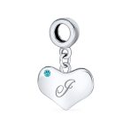 Initial Alphabet Bead Charm Aqua Blue Heart Dangle Bead for European Bracelet - Image 9