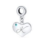 Initial Alphabet Bead Charm Aqua Blue Heart Dangle Bead for European Bracelet - Image 11