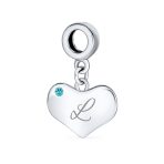 Initial Alphabet Bead Charm Aqua Blue Heart Dangle Bead for European Bracelet - Image 12
