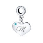 Initial Alphabet Bead Charm Aqua Blue Heart Dangle Bead for European Bracelet - Image 13