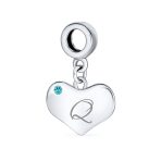 Initial Alphabet Bead Charm Aqua Blue Heart Dangle Bead for European Bracelet - Image 17