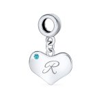 Initial Alphabet Bead Charm Aqua Blue Heart Dangle Bead for European Bracelet - Image 18