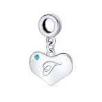 Initial Alphabet Bead Charm Aqua Blue Heart Dangle Bead for European Bracelet - Image 20