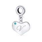 Initial Alphabet Bead Charm Aqua Blue Heart Dangle Bead for European Bracelet - Image 22