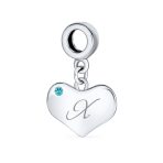 Initial Alphabet Bead Charm Aqua Blue Heart Dangle Bead for European Bracelet - Image 24