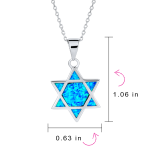 Hanukkah Magen Judaic Opal Star Of David Pendant Necklace in Sterling Silver - Image 7