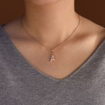 Rose Gold Eiffel Tower Pendant Necklace Cubic Zirconia Pave on Sterling Silver - Image 6