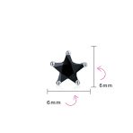 Set of 2 Celestial USA Black Clear CZ Star Stud Earrings Sterling Silver 7MM