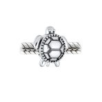 Nautical Sea Turtle Charm Bead Oxidized Sterling Silver for European Bracelets - Image 2