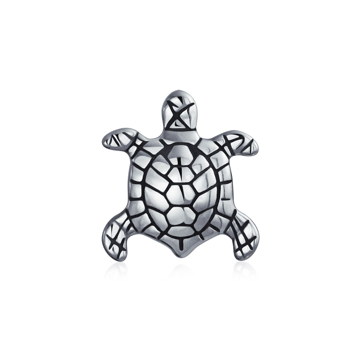 sea-turtle-bead-nautical-charm_pbx-hs-301-darken-az_1 Oval Nautical Sea Turtle Charm Bead in Oxidized Sterling Silver for Bracelets - Image 1