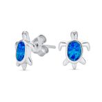 Nautical Beach Opal Sea Turtle Earrings and Starfish Necklace Jewelry Set Silver - Image 3