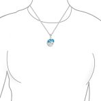 Large Blue Gemstone Opal Inlay Nautical Beach Shell Pendant Necklace Silver - Image 3