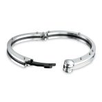 Biker Handcuff Bracelet Bangle Black Inlay Stainless Steel - Image 7