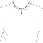 Vintage Estate Style Cubic Zirconia CZ Blue Sapphire Teardrop Statement Necklace Jewelry Set - Image 4