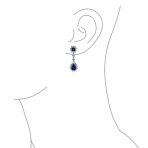 Vintage Estate Style Cubic Zirconia CZ Blue Sapphire Teardrop Statement Necklace Jewelry Set - Image 5