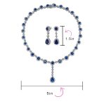 Vintage Estate Style Cubic Zirconia CZ Blue Sapphire Teardrop Statement Necklace Jewelry Set - Image 6