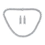 Art Deco Style Jewelry Set Multi Marquise CZ Statement Tennis Necklace & Chandelier Dangle Earrings