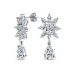 Bridal  Marquise Leaf CZ Choker Necklace Earrings Set - Image 2