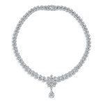 Bridal  Marquise Leaf CZ Choker Necklace Earrings Set - Image 3