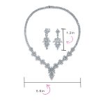 Vintage Style Marquise Leaf Cubic Zirconia CZ Collar Statement Necklace & Earrings Jewelry Set - Image 6