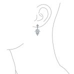 Vintage Style Marquise Leaf Cubic Zirconia CZ Collar Statement Necklace & Earrings Jewelry Set - Image 5